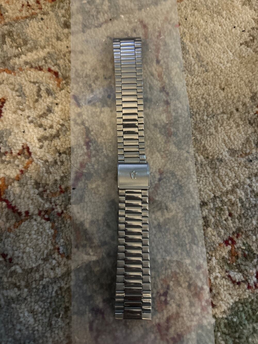 Vintage 1970s Bulova Watch Bracelet Stainless Steel 19mm Straight Ends Hong Kong